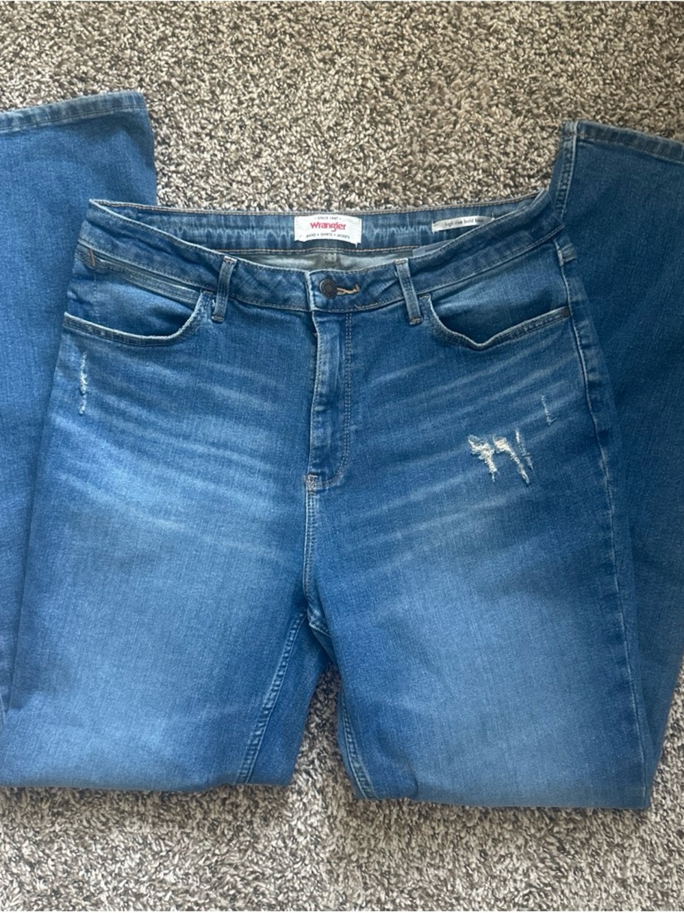 Wrangler Women's High-Rise Blue Distressed Jeans